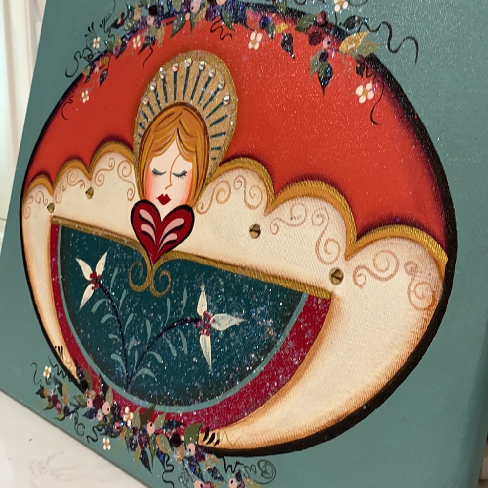 Hand painted Folk Art Angel.